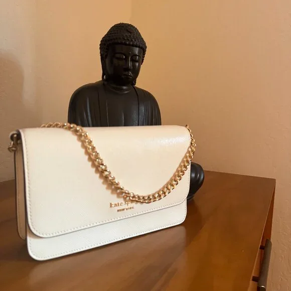 Kate Spade Crossbody – BRAND NEW – Elegant Cream + Gold Chain $120 - Picture 5 of 6